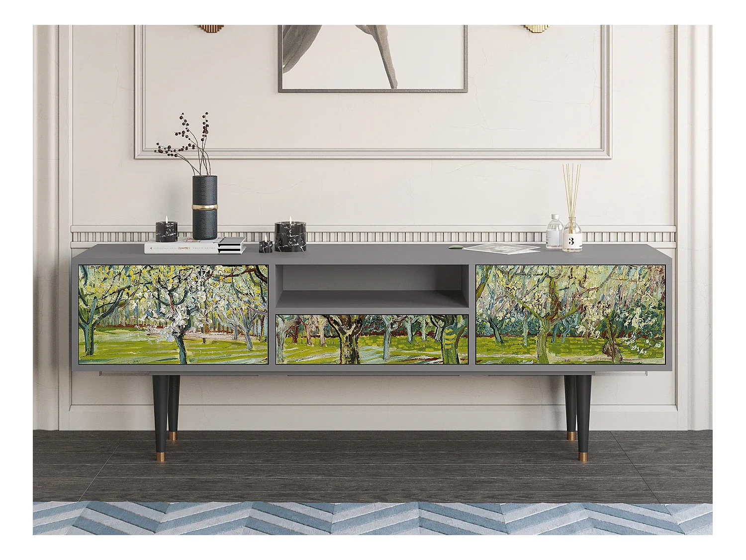 Mueble de TV - 170х59х41 cm - T6 - The Blanco Orchard, Gris