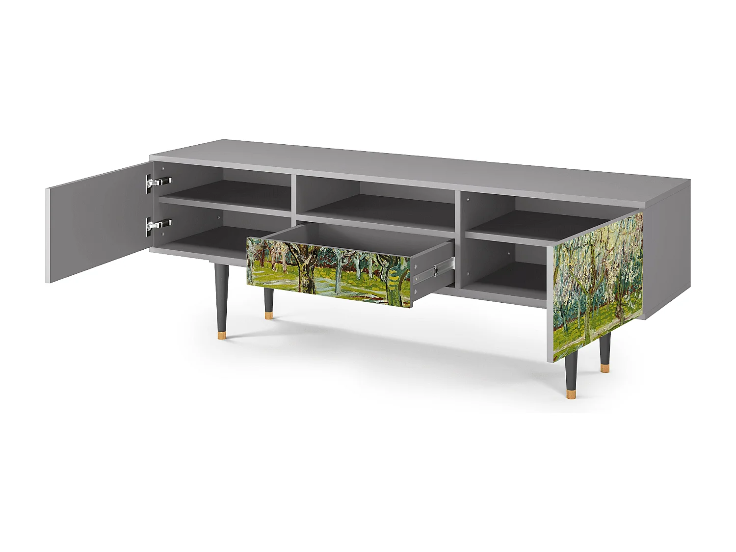 Mueble de TV - 170х59х41 cm - T6 - The Branco Orchard, Cinza