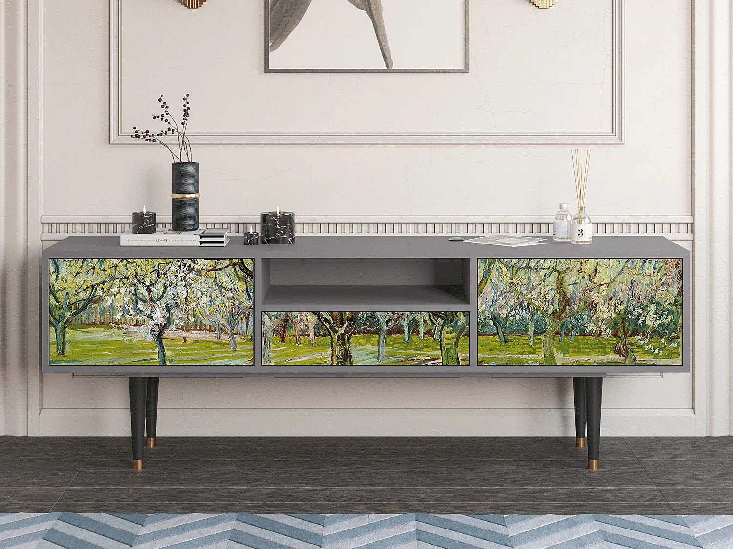 Meuble TV - 170х59х41 cm - T6 - The Blanc Orchard, Gris