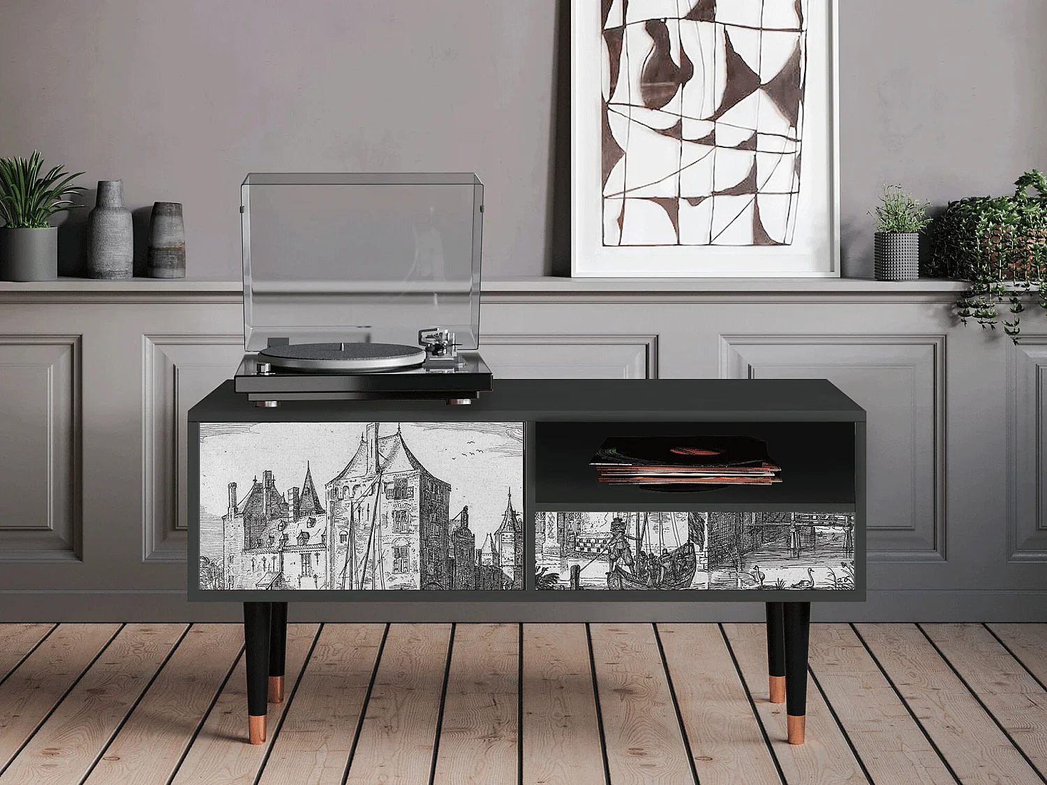 Mueble de TV - 115х59х48 cm - T3 - Castle by Breugel, Antracite