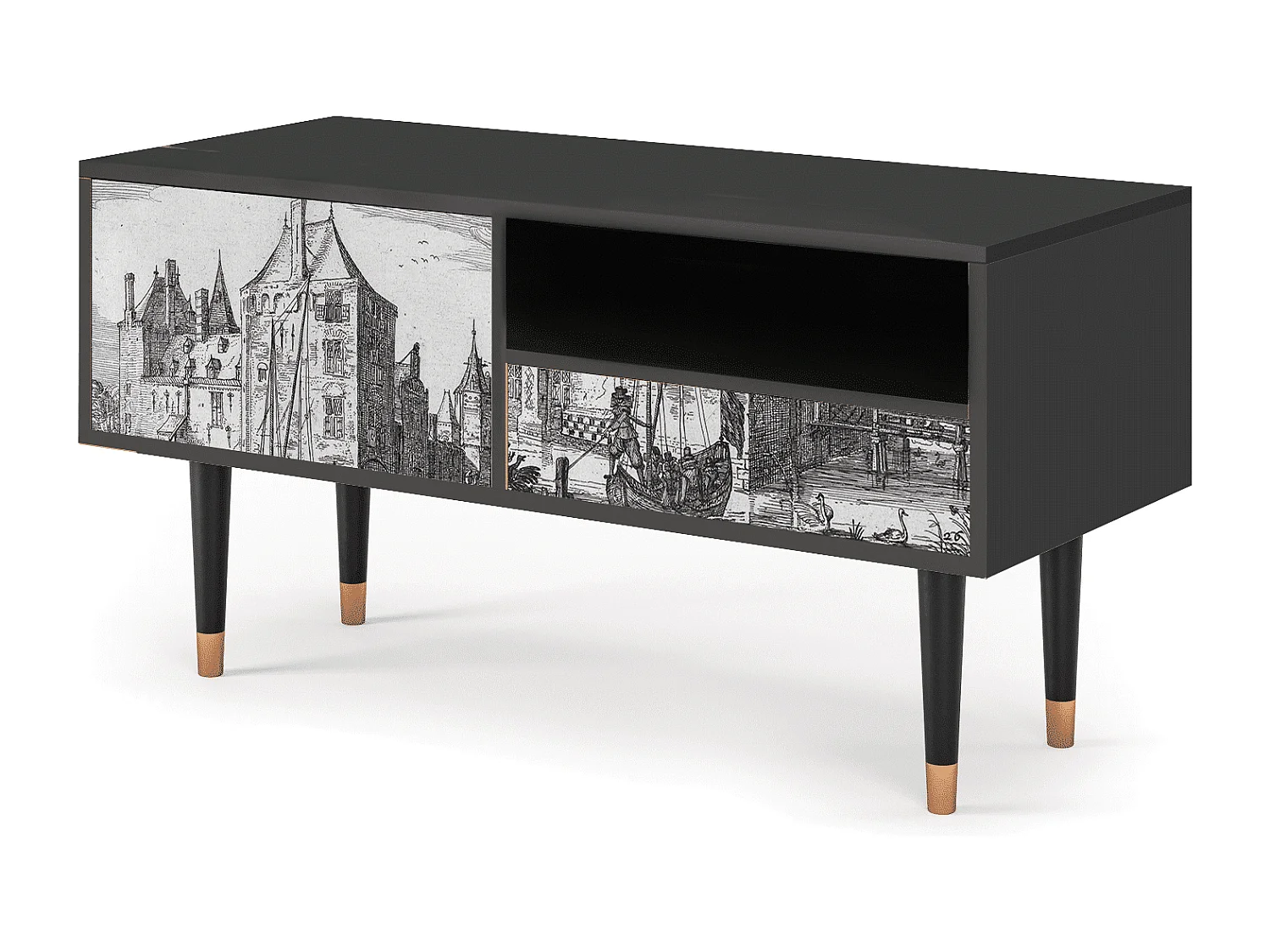 Mueble de TV - 115х59х48 cm - T3 - Castle by Breugel, Antracite