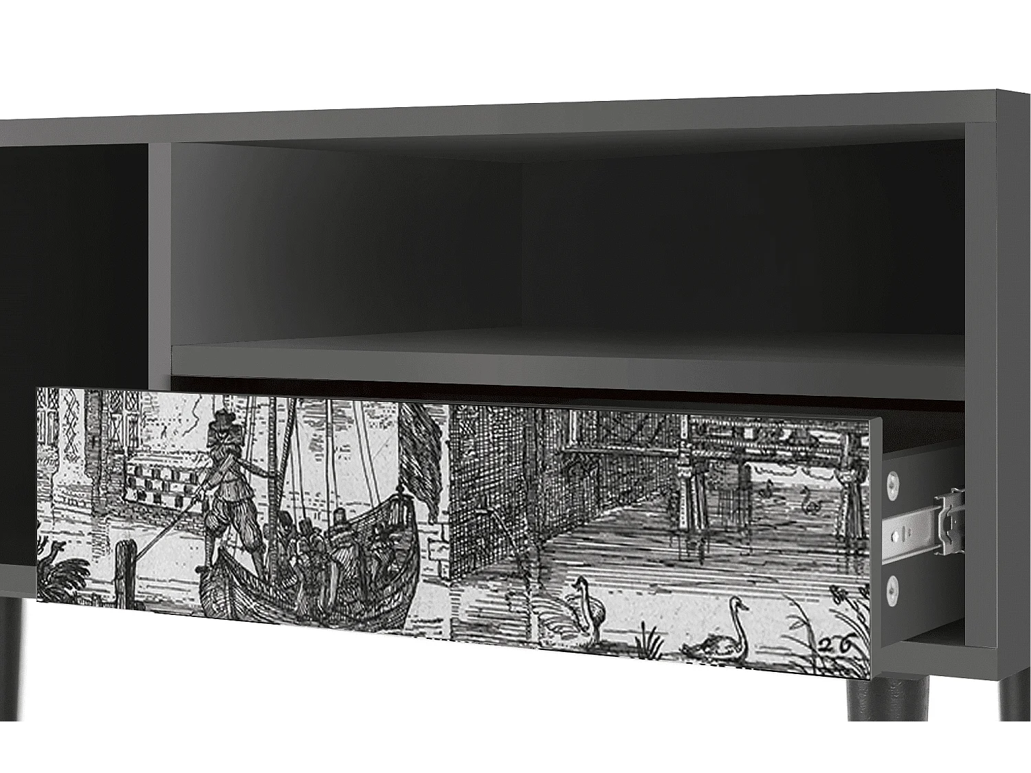 Mueble de TV - 115х59х48 cm - T3 - Castle by Breugel, Antracita