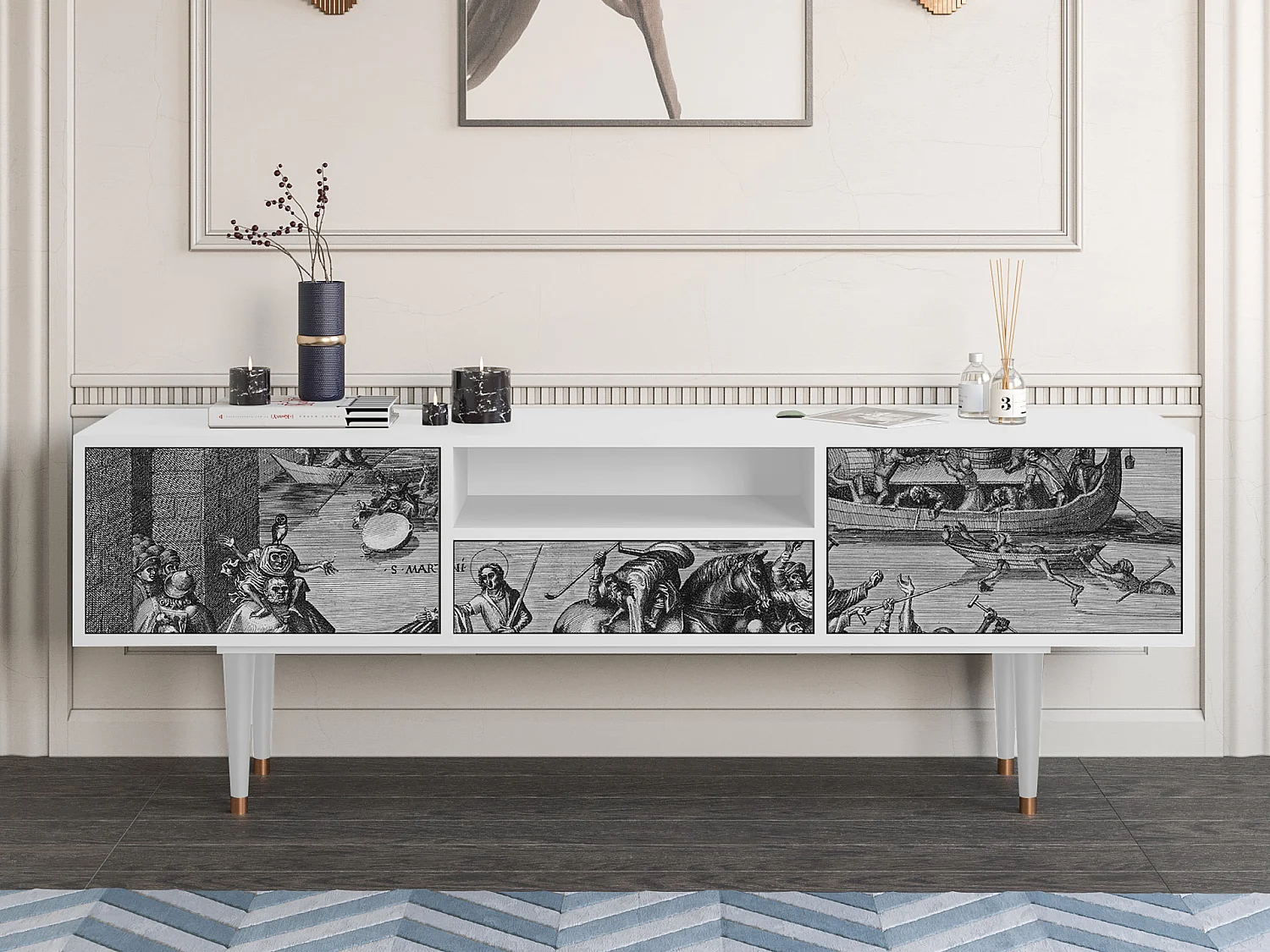 Meuble TV - 170х59х41 cm - T6 - Saint Martin, Blanc