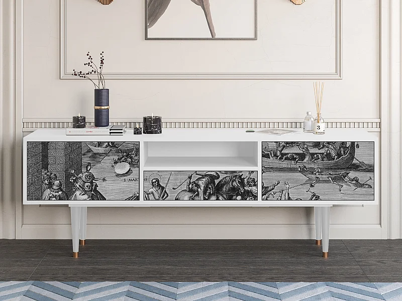 Meuble TV - 170х59х41 cm - T6 - Saint Martin, Blanc