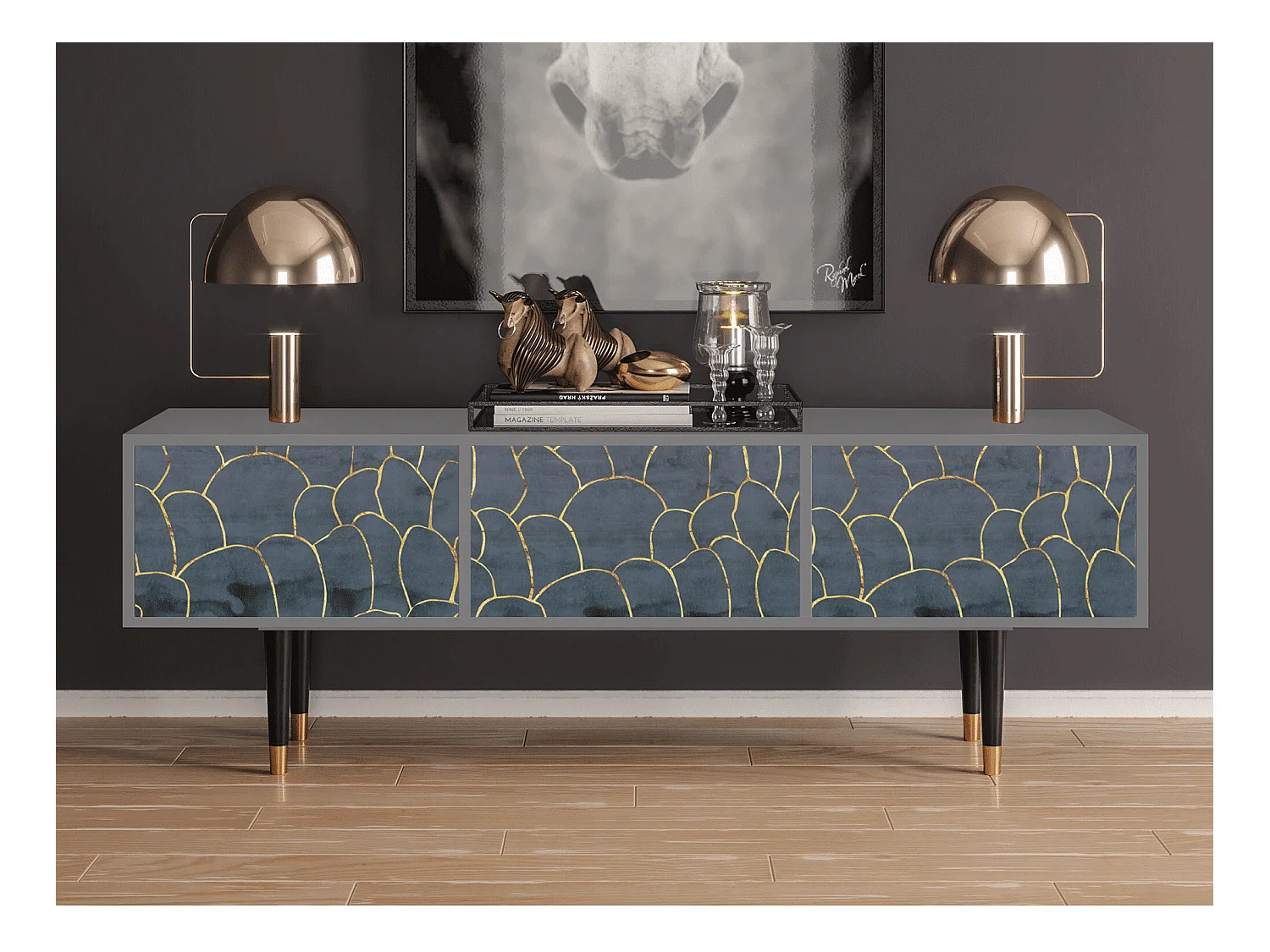 Mobile TV - 170х59х48 cm - T4 - Blue Lagoon, Grigio