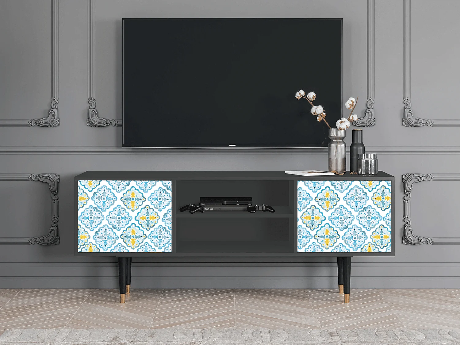 Mobile TV - 170х69х48 cm - T2 - Portugese tiles, Antracite