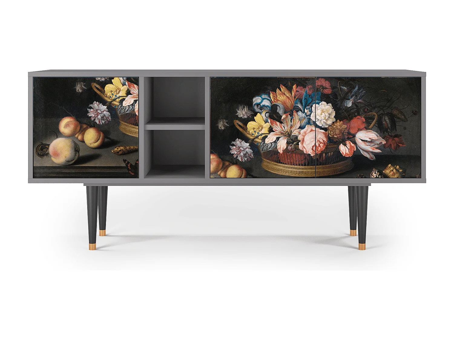 Mobile TV - 150х69х41 cm - T5 - Still Life with Flowers, Grigio