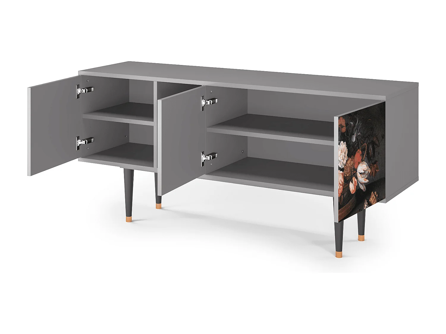 Meuble TV - 150х69х41 cm - T5 - Still Life with Flowers, Gris