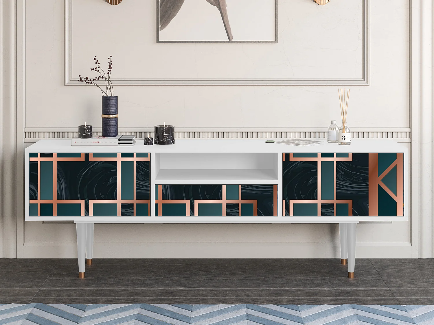 TV-Möbel - 170х59х41 cm - T6 - Emerald Metro, Weiß