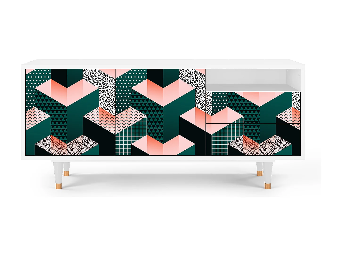 TV-meubel - 125х56х41 cm - T7 - Geometric Madness, Wit