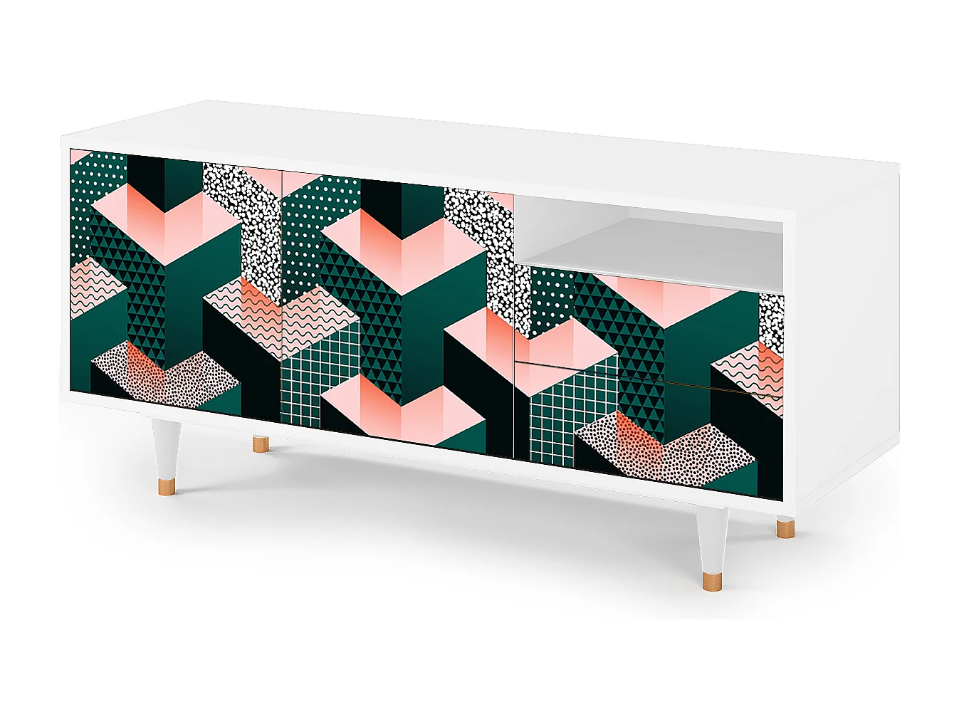 TV-meubel - 125х56х41 cm - T7 - Geometric Madness, Wit