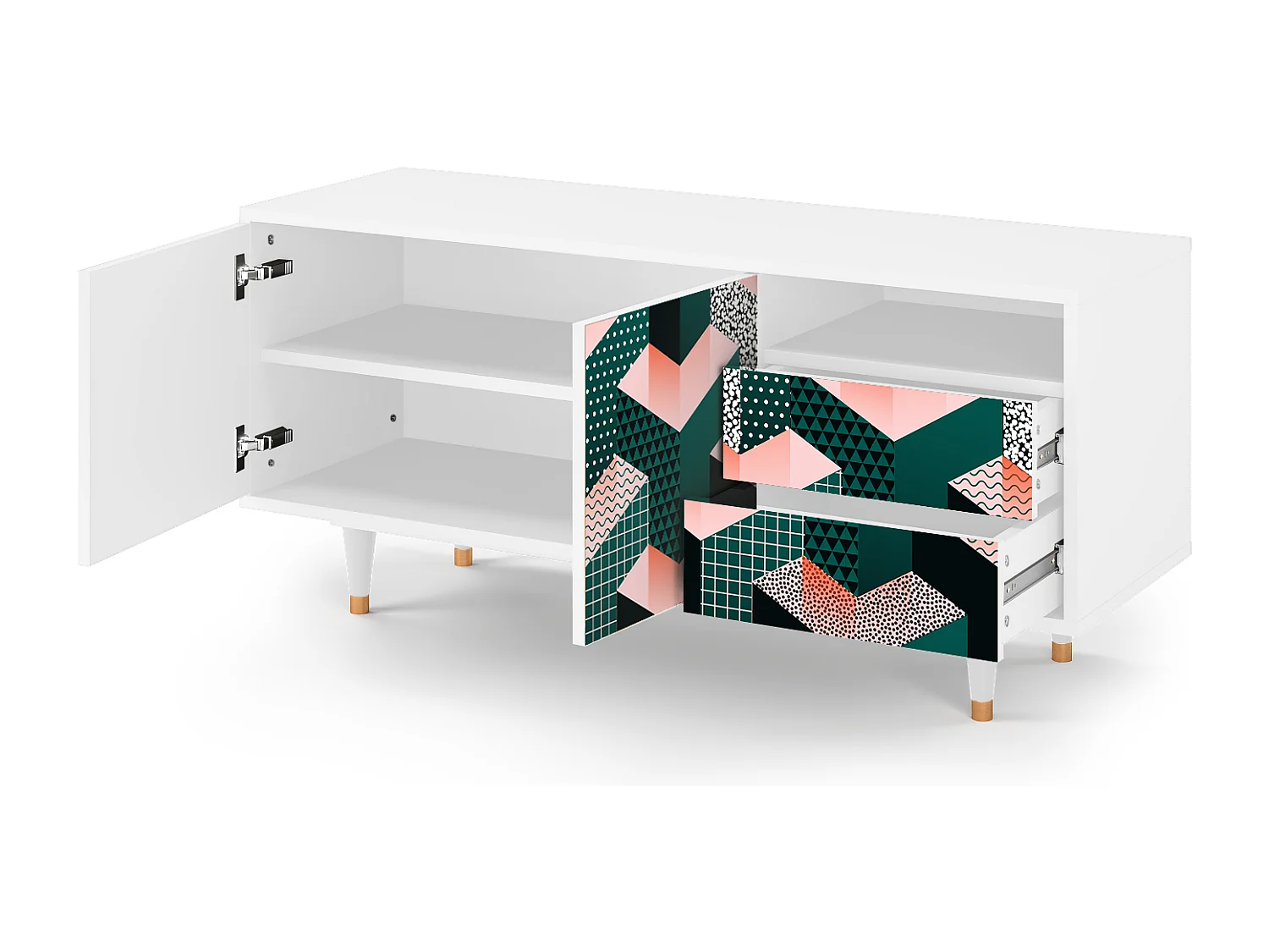 TV-meubel - 125х56х41 cm - T7 - Geometric Madness, Wit