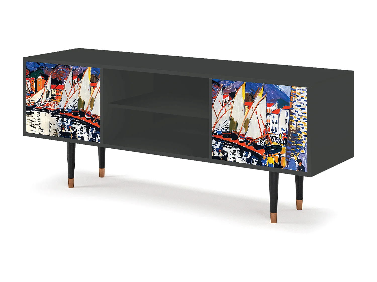 Szafka RTV - 170х69х48 cm - T2 - Le Séchage des voiles , Antracyt