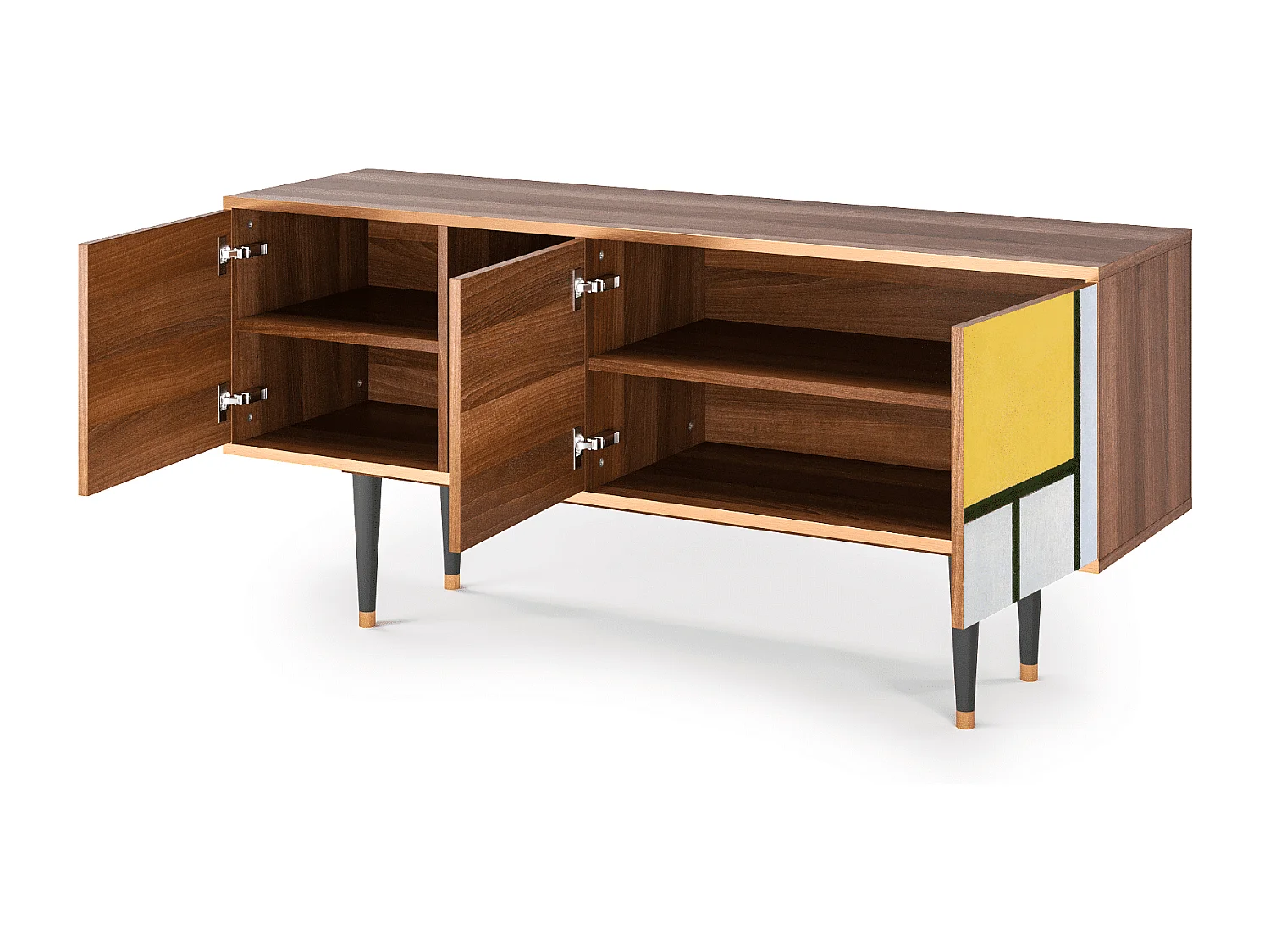 Meuble TV - 150х69х41 cm - T5 - Composition, Noyer