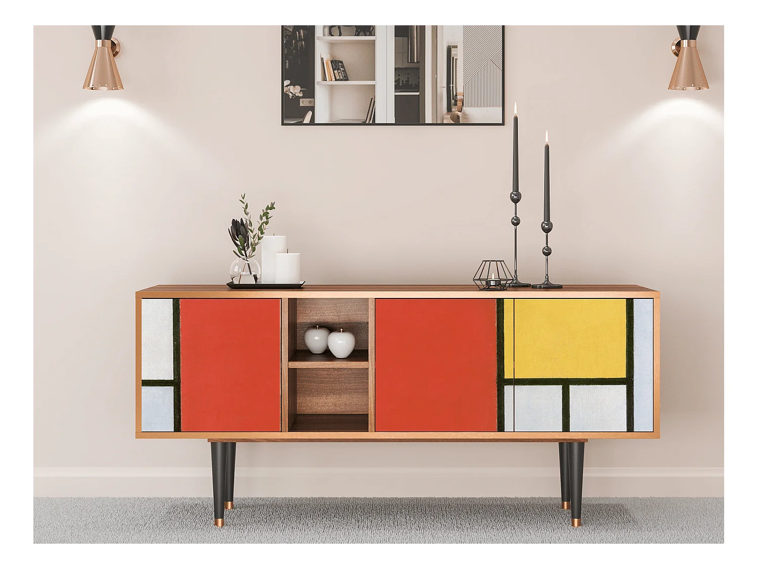 Meuble TV - 150х69х41 cm - T5 - Composition, Noyer