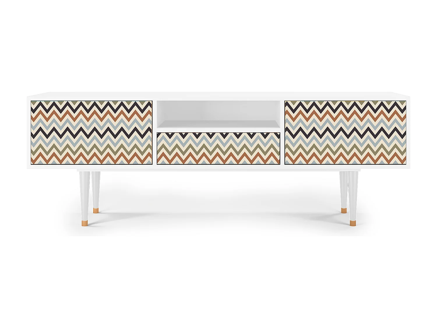 Meuble TV - 170х59х41 cm - T6 - Bright Ripple, Blanc