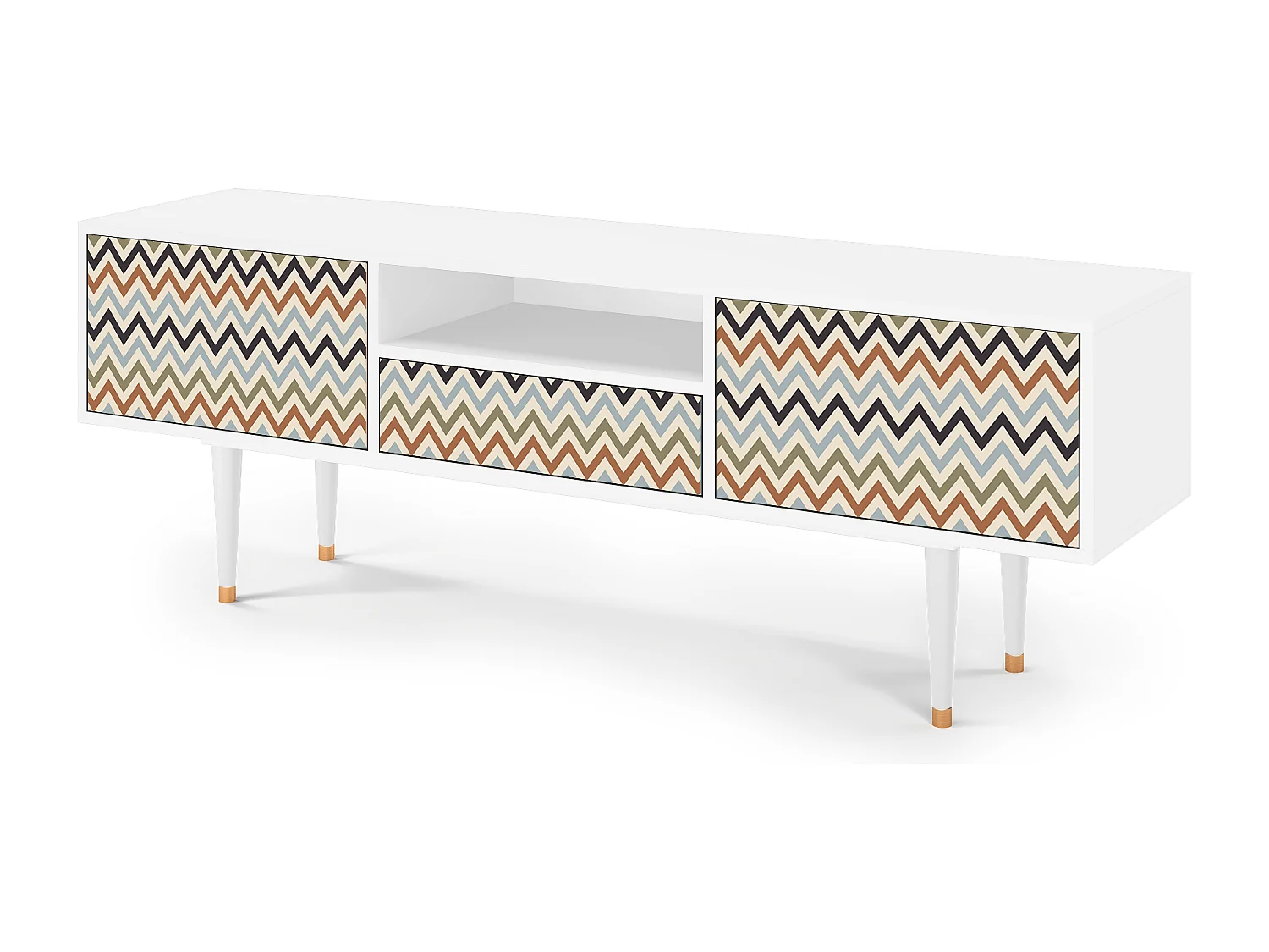 Meuble TV - 170х59х41 cm - T6 - Bright Ripple, Blanc