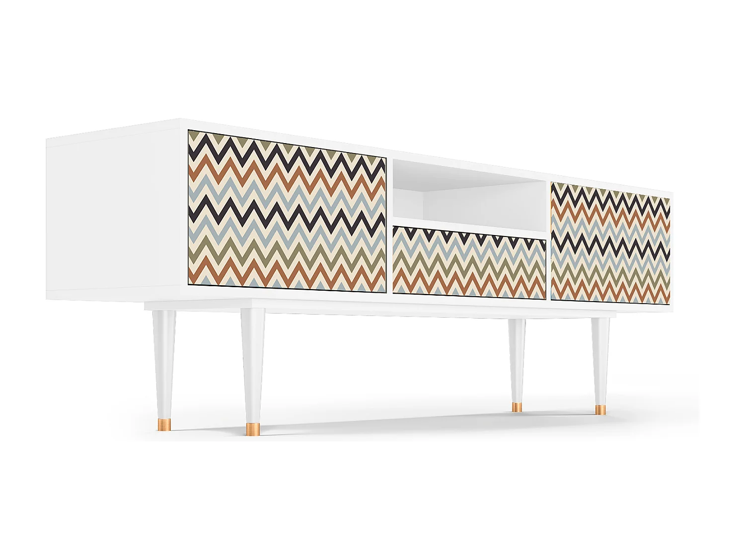 Meuble TV - 170х59х41 cm - T6 - Bright Ripple, Blanc