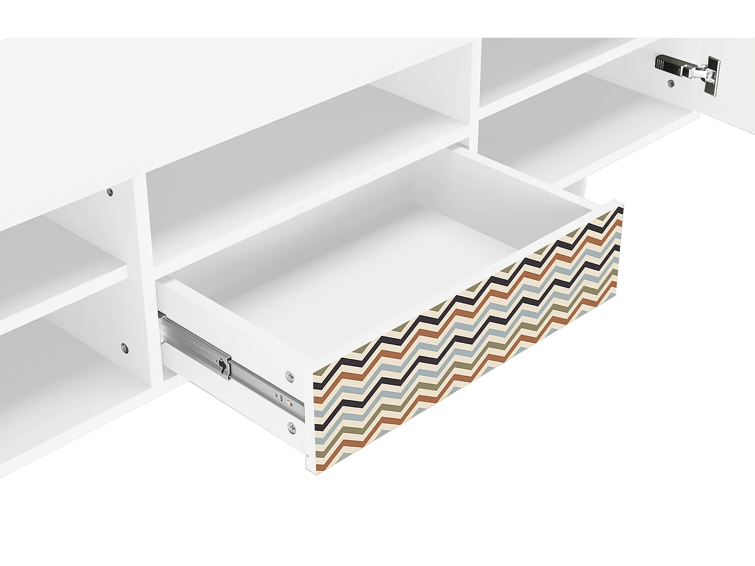 Meuble TV - 170х59х41 cm - T6 - Bright Ripple, Blanc