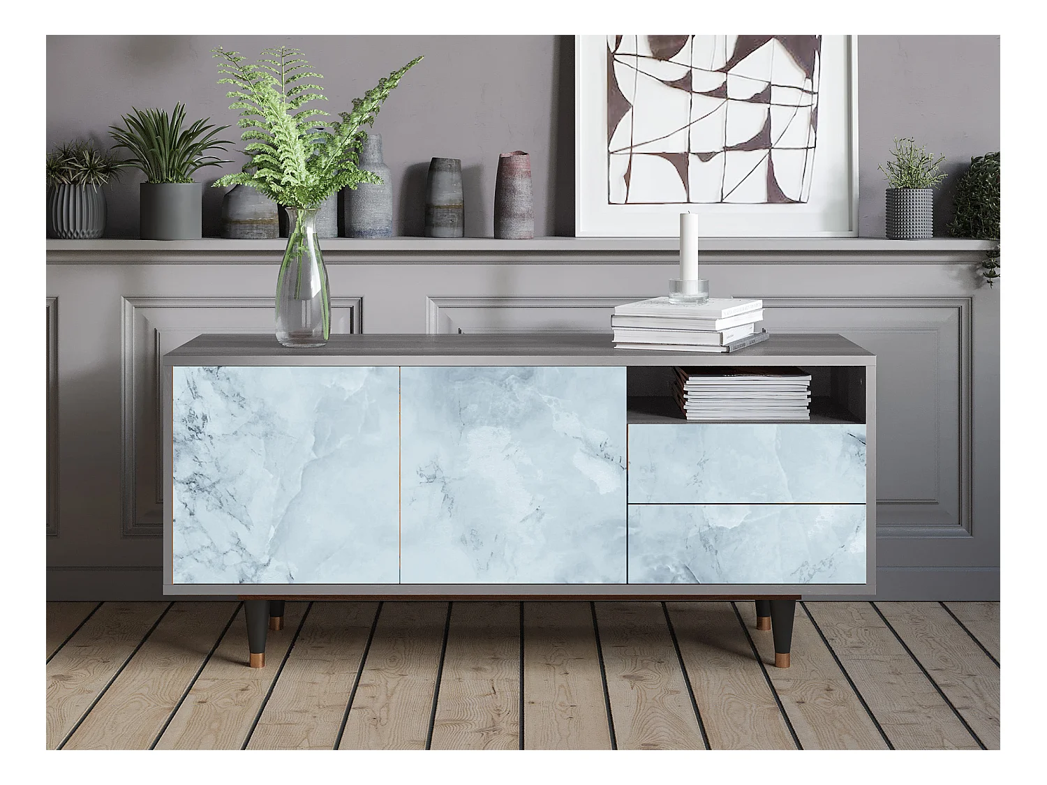 Mobile TV - 125х56х41 cm - T7 - Glacial Colour, Grigio