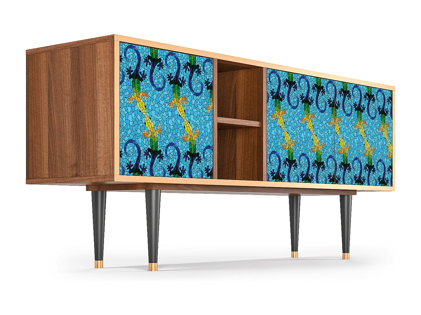 Meuble TV - 150х69х41 cm - T5 - Gaudi's Lizard, Noyer