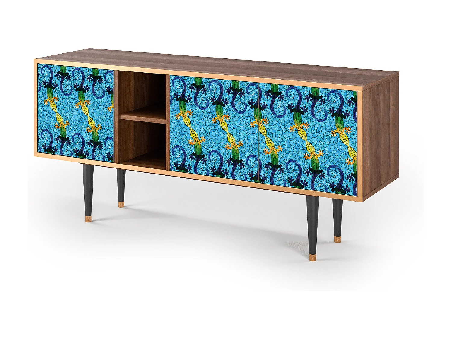 Meuble TV - 150х69х41 cm - T5 - Gaudi's Lizard, Noyer