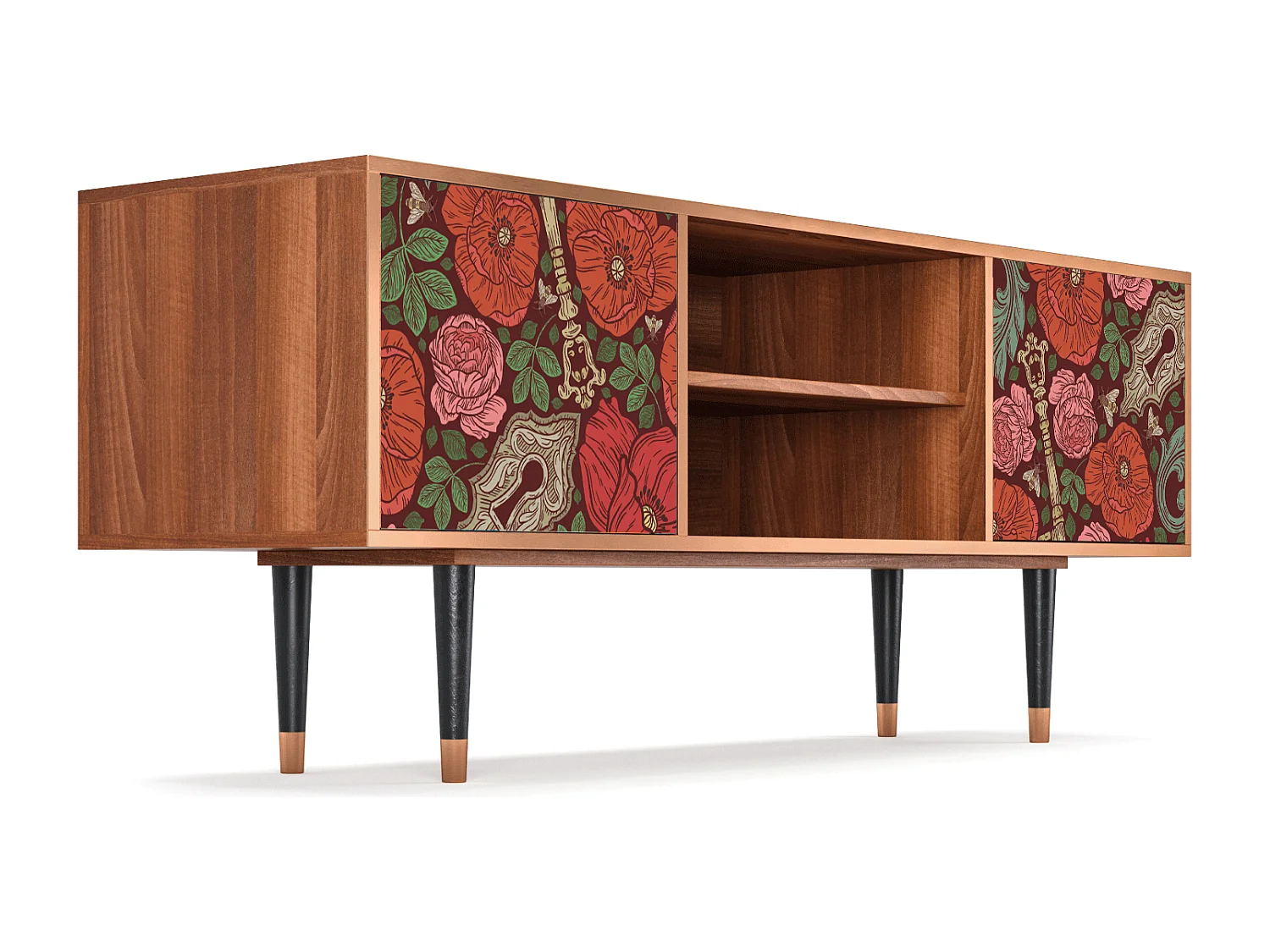 Mobile TV - 170х69х48 cm - T2 - Poppy Garden, Noce