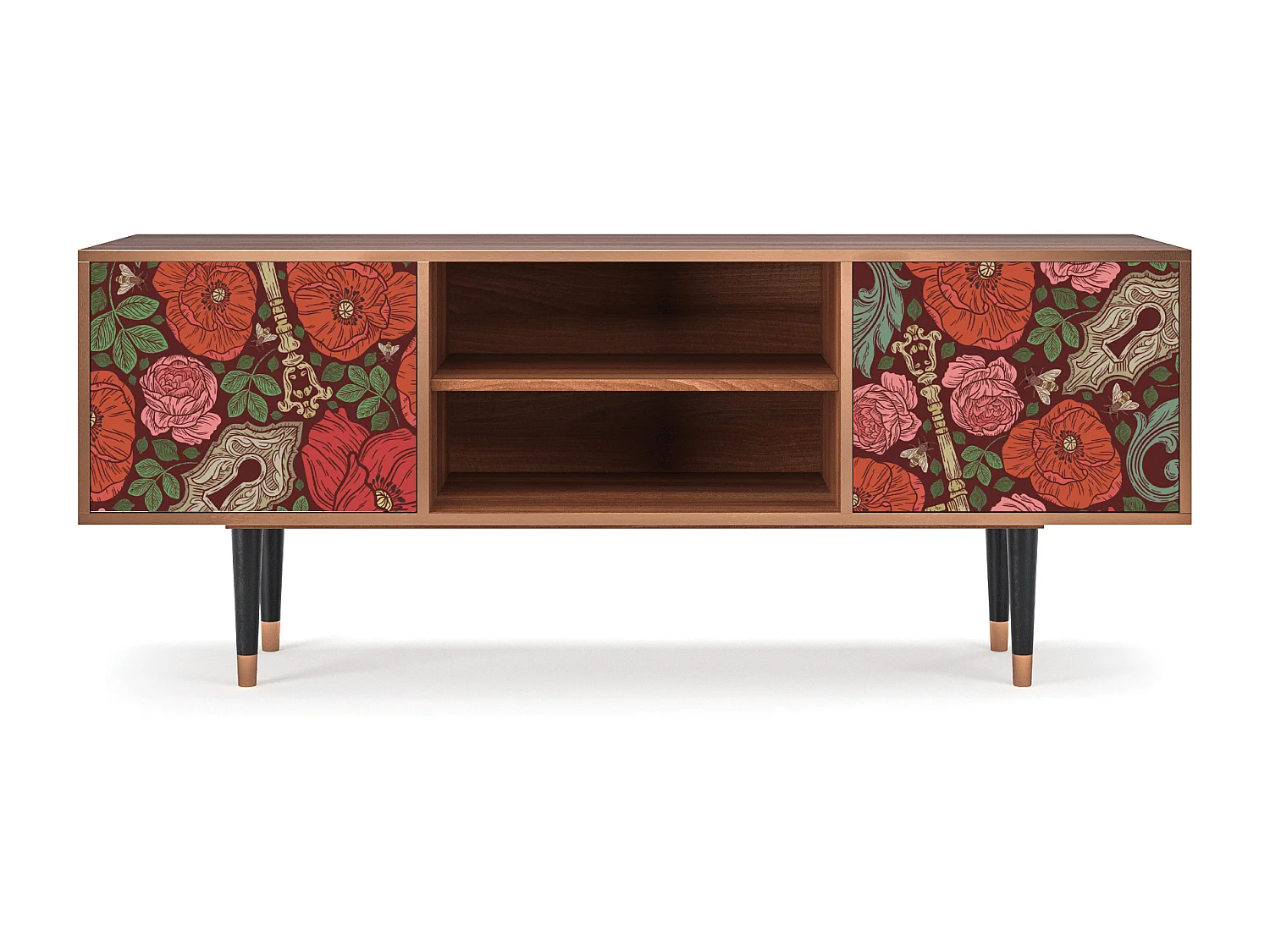 Mobile TV - 170х69х48 cm - T2 - Poppy Garden, Noce