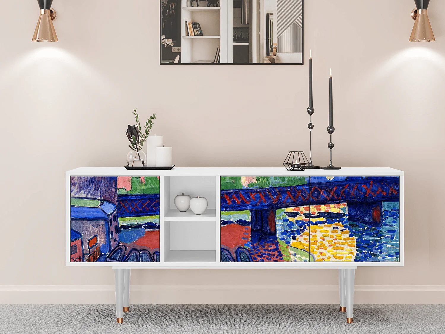 Meuble TV - 150х69х41 cm - T5 - Charing Cross Bridge, Blanc