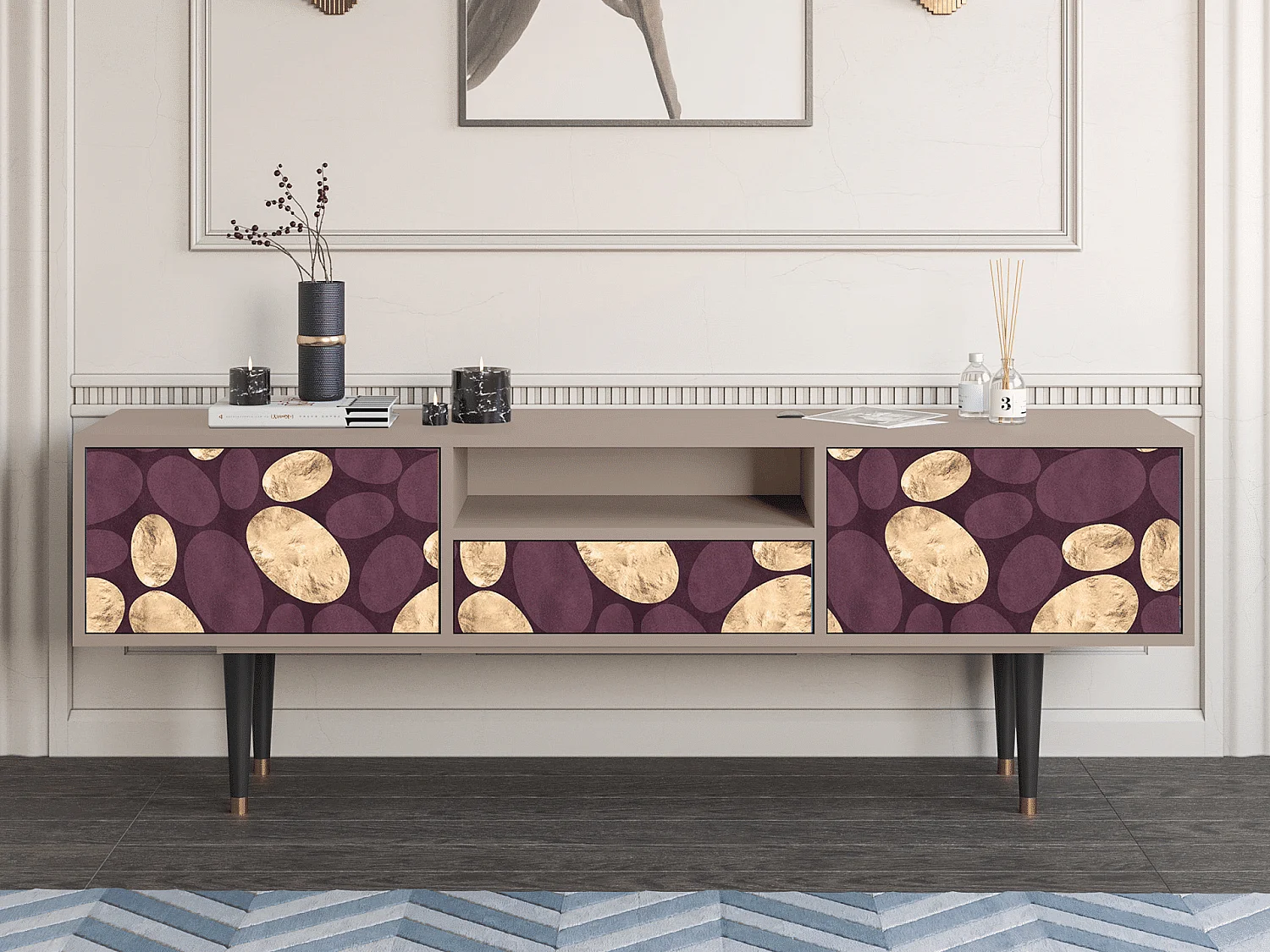 Mueble de TV - 170х59х41 cm - T6 - Fine Wine, Latte