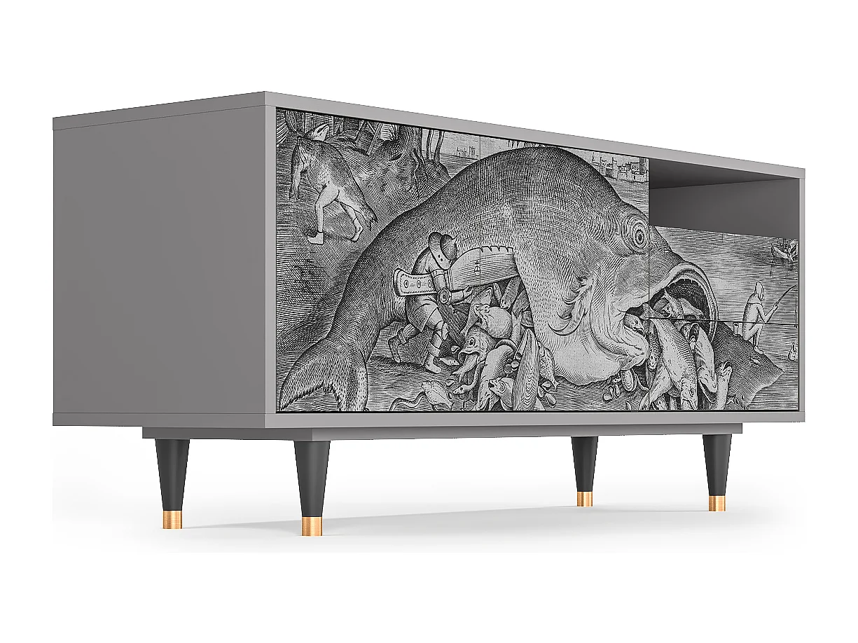 Mueble de TV - 125х56х41 cm - T7 - Big Fish Eat Little, Gris