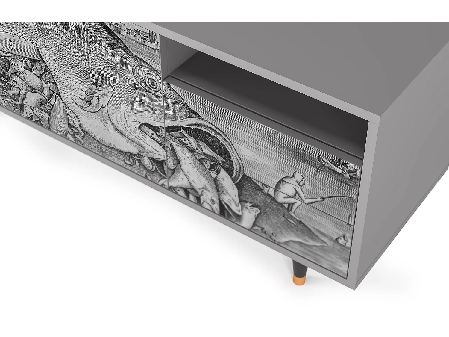 Meuble TV - 125х56х41 cm - T7 - Big Fish Eat Little, Gris