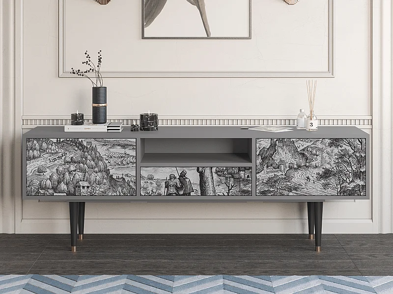 TV-Möbel - 170х59х41 cm - T6 - Milites Requiescentes, Grau