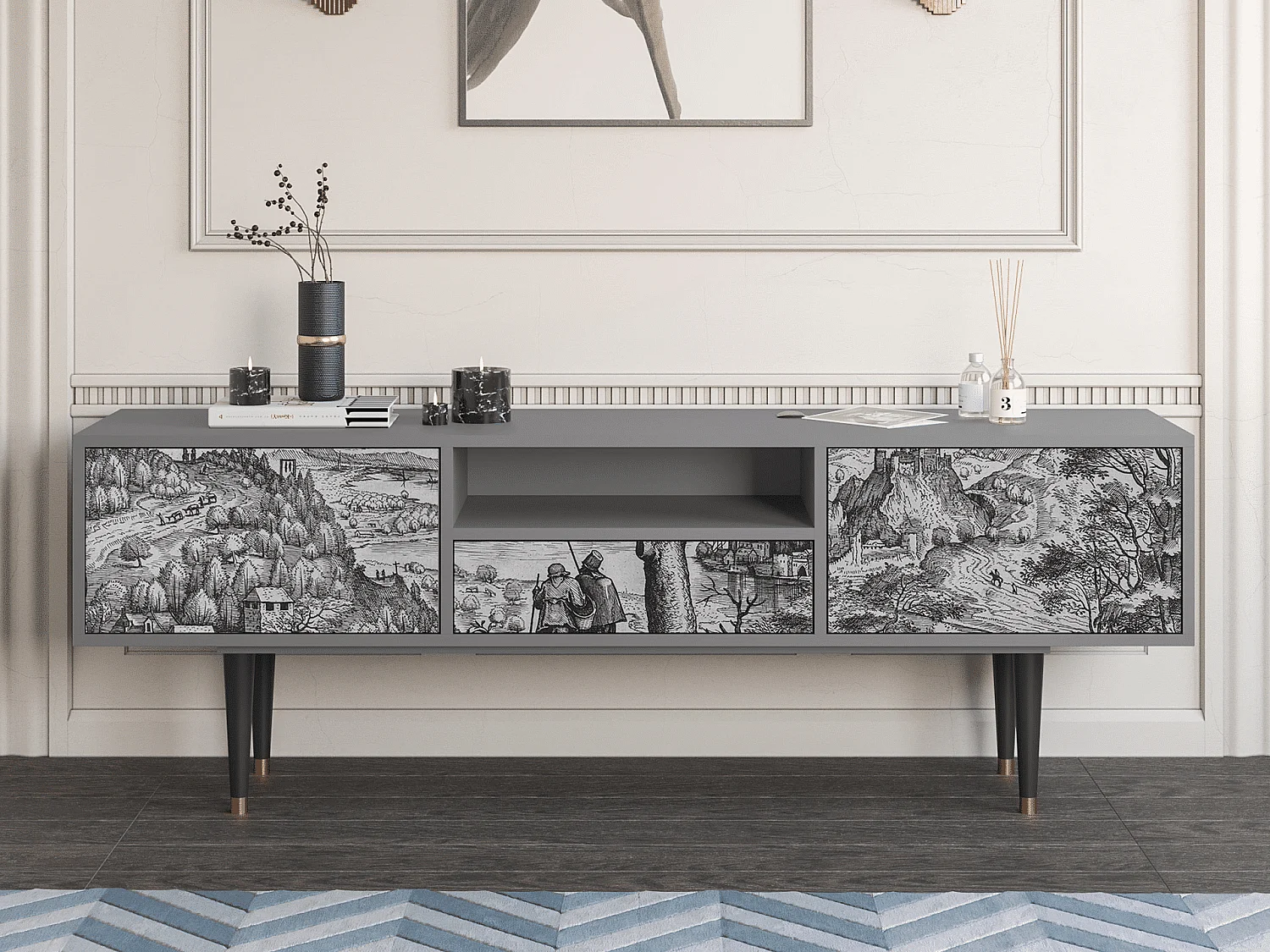 TV-meubel - 170х59х41 cm - T6 - Milites Requiescentes, Grijs