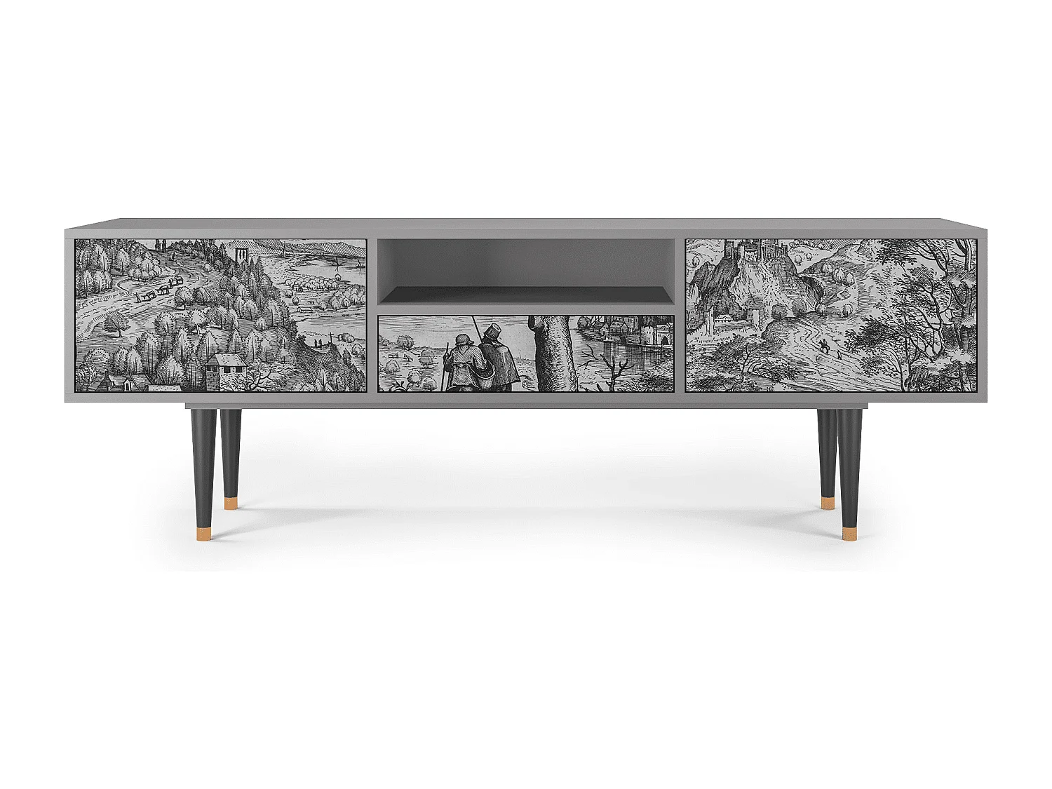 TV-meubel - 170х59х41 cm - T6 - Milites Requiescentes, Grijs