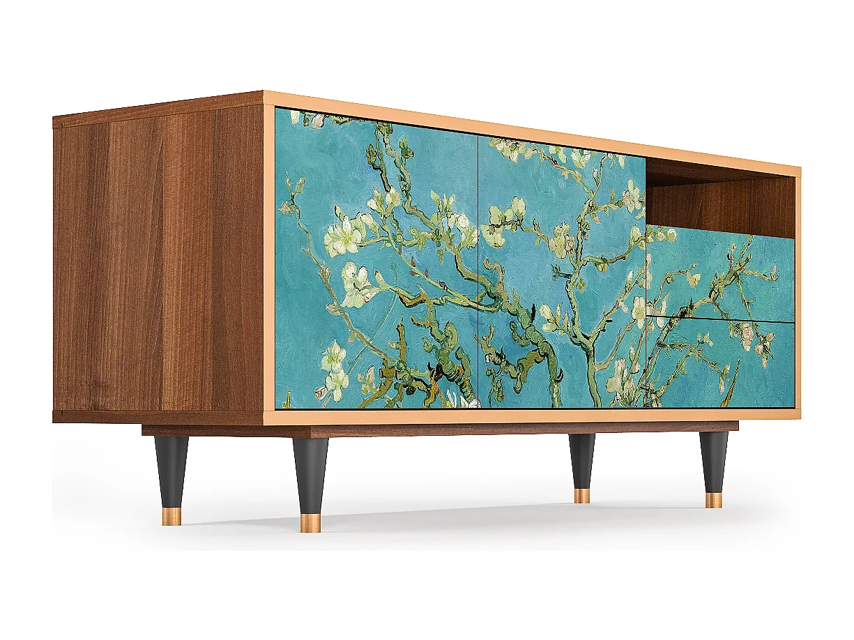 Meuble TV - 125х56х41 cm - T7 - Almond Blossom, Noyer
