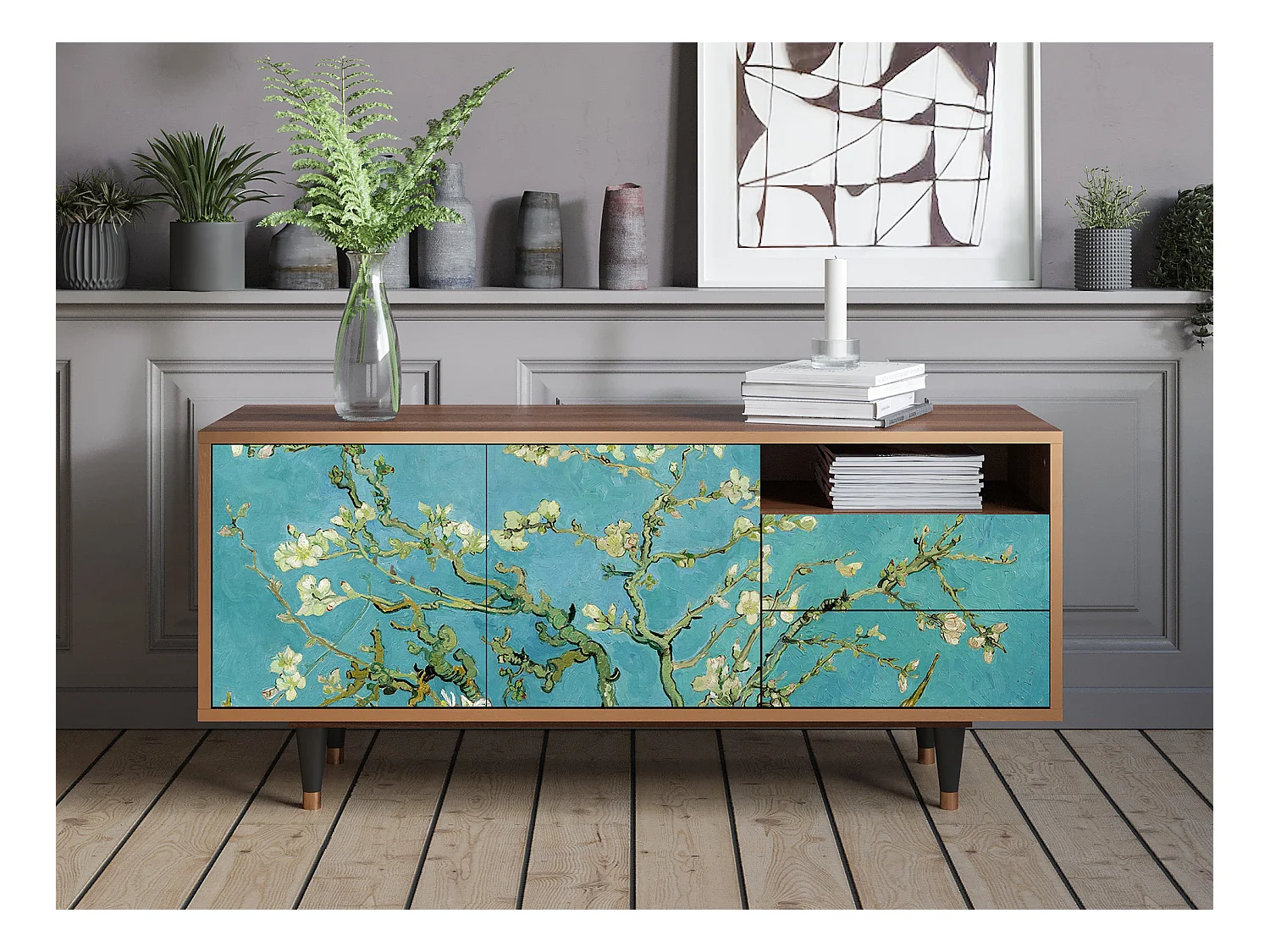 Mobile TV - 125х56х41 cm - T7 - Almond Blossom, Noce