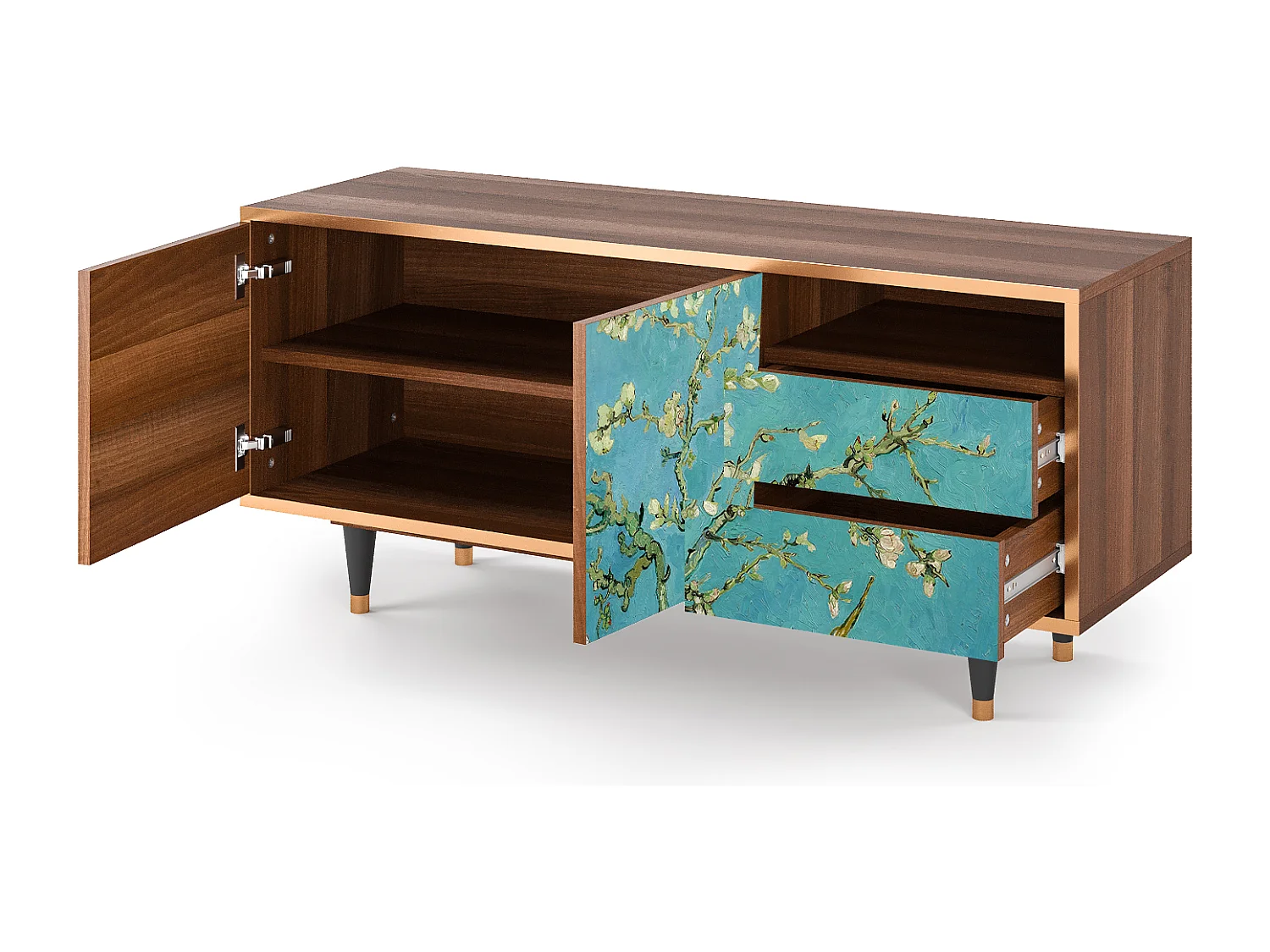 Meuble TV - 125х56х41 cm - T7 - Almond Blossom, Noyer