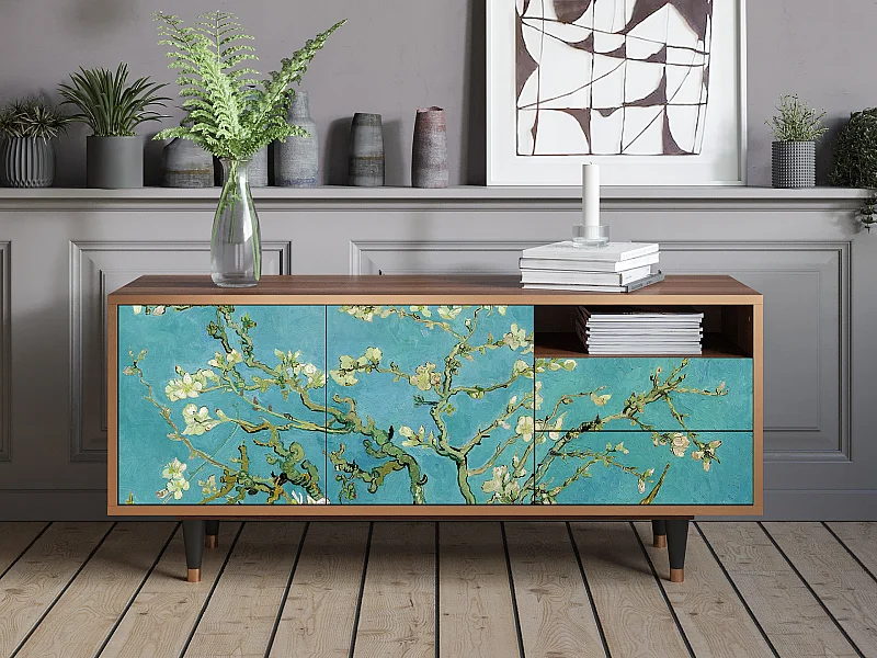 TV-meubel - 125х56х41 cm - T7 - Almond Blossom, Walnoot