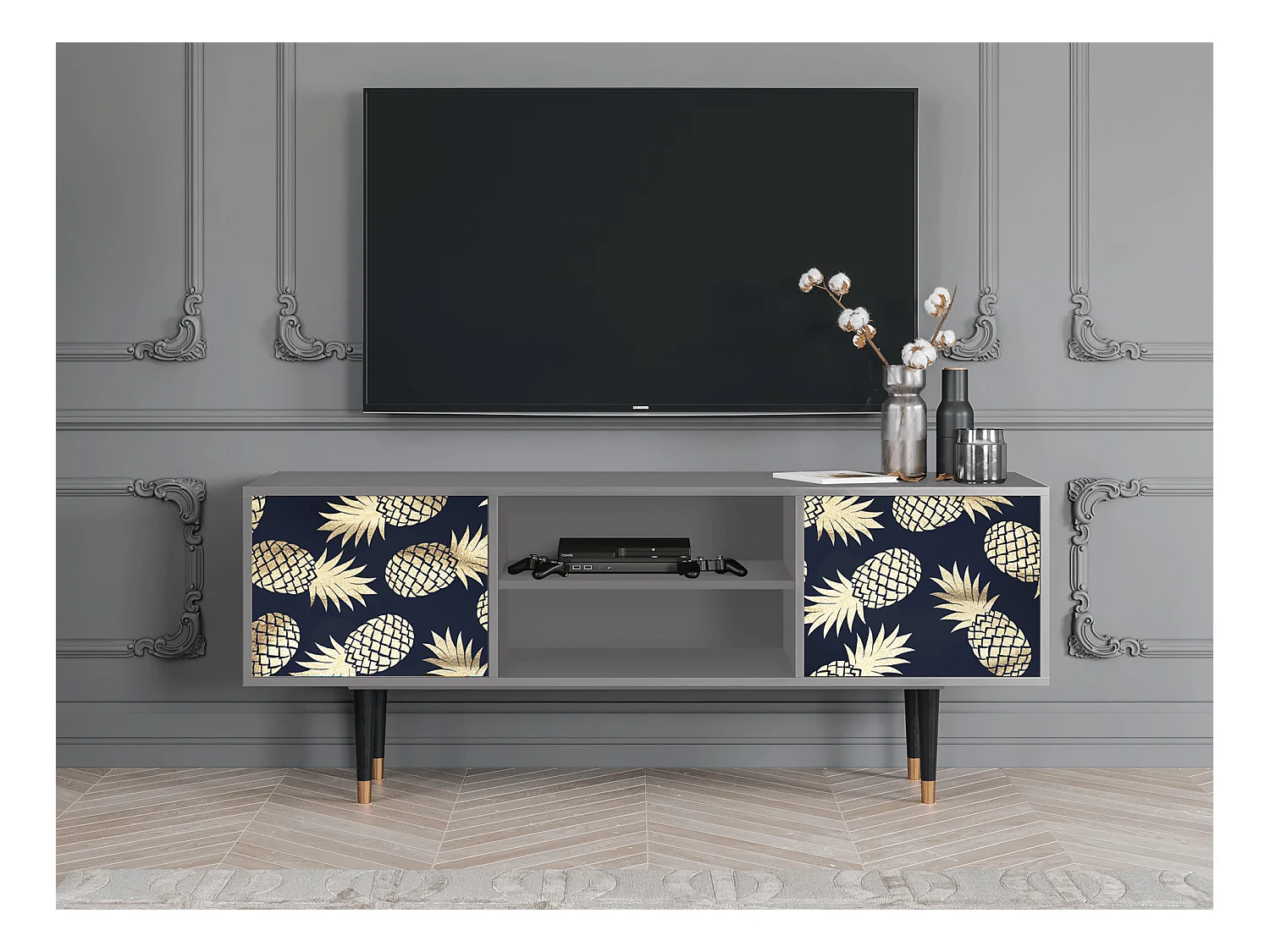 Mobile TV - 170х69х48 cm - T2 - Sunny Pineaple, Grigio