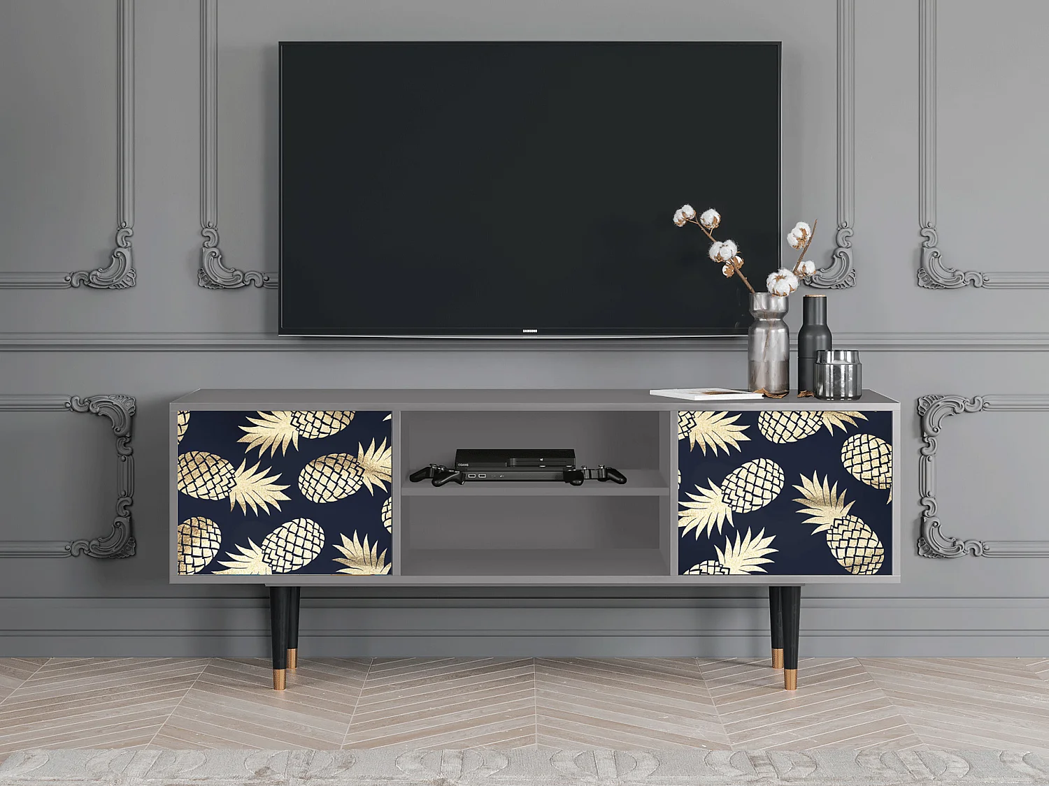 Mobile TV - 170х69х48 cm - T2 - Sunny Pineaple, Grigio