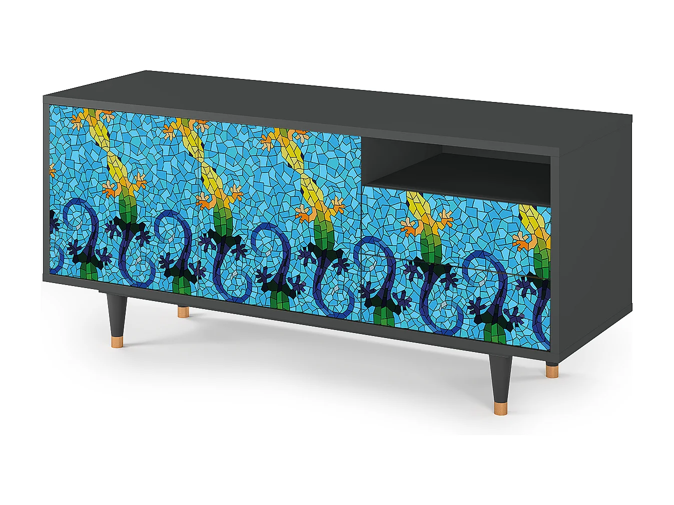 Meuble TV - 125х56х41 cm - T7 - Gaudi's Lizard, Anthracite