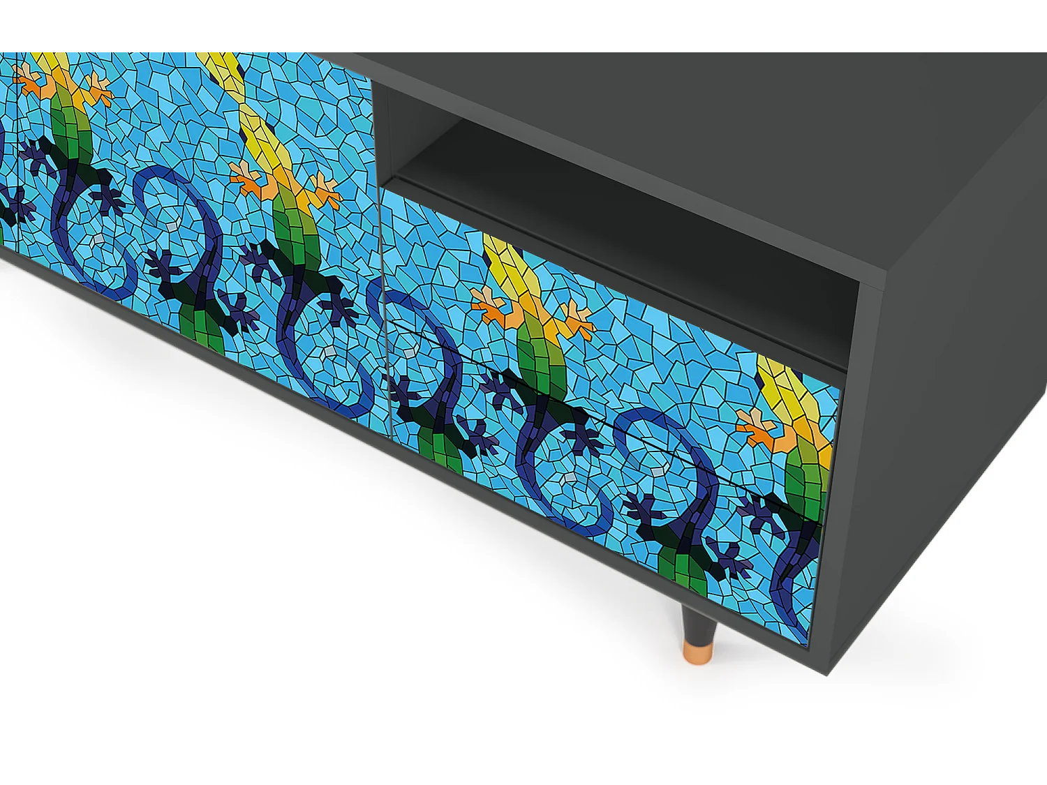 Mueble de TV - 125х56х41 cm - T7 - Gaudi's Lizard, Antracita