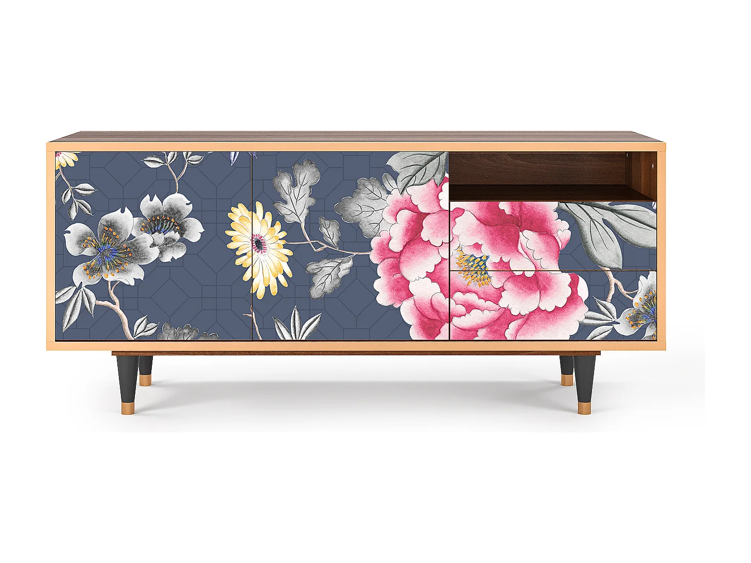 TV-Möbel - 125х56х41 cm - T7 - Dark Flower Bed, Walnuss