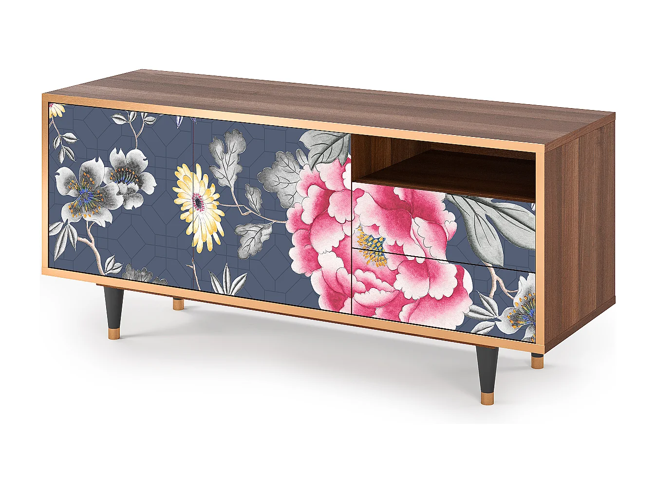 TV-Möbel - 125х56х41 cm - T7 - Dark Flower Bed, Walnuss