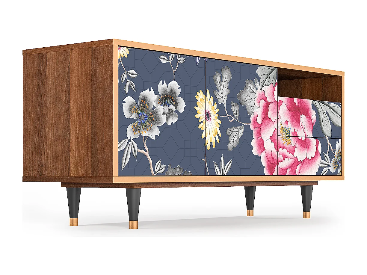 TV-Möbel - 125х56х41 cm - T7 - Dark Flower Bed, Walnuss