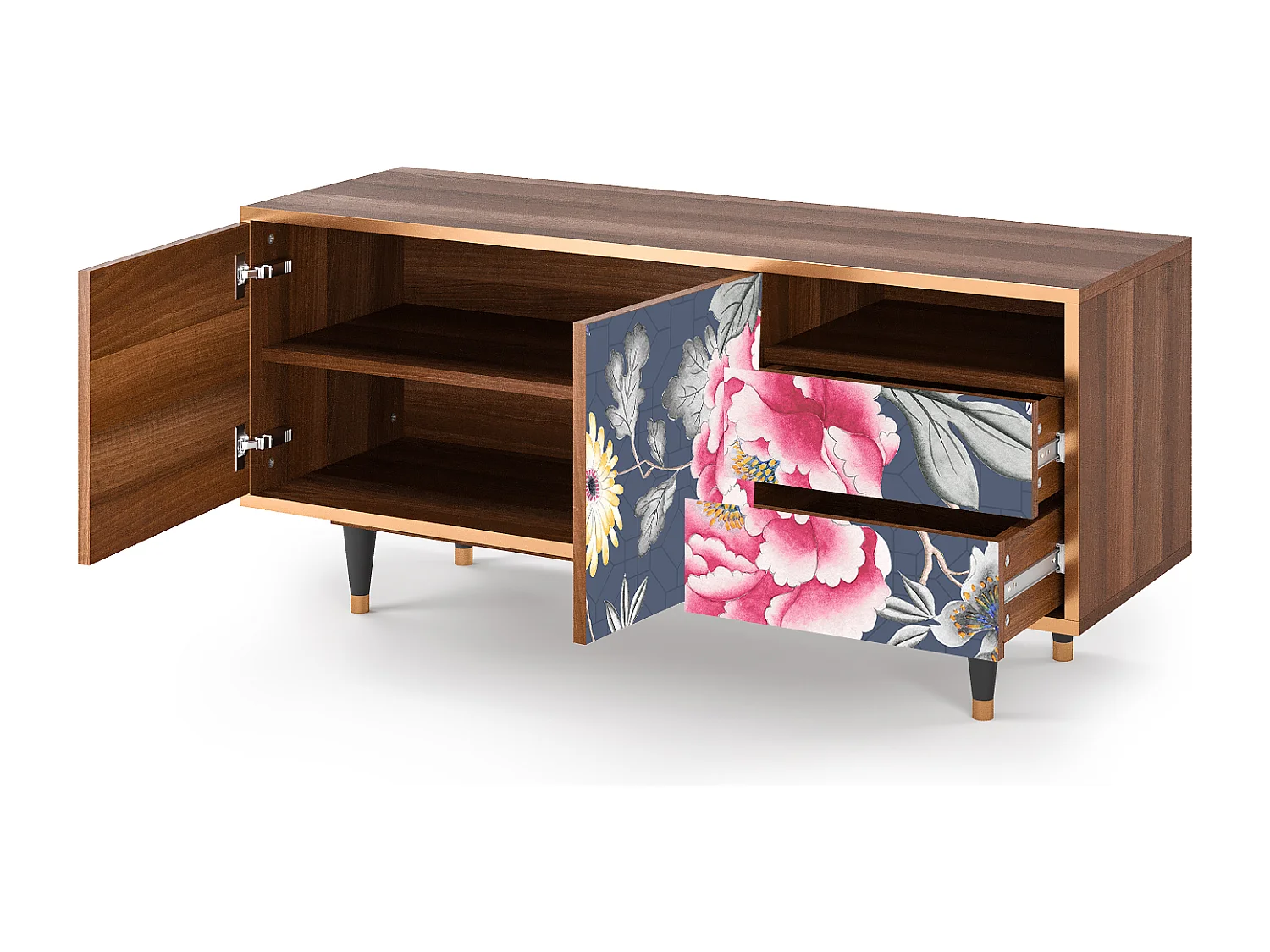 TV-Möbel - 125х56х41 cm - T7 - Dark Flower Bed, Walnuss