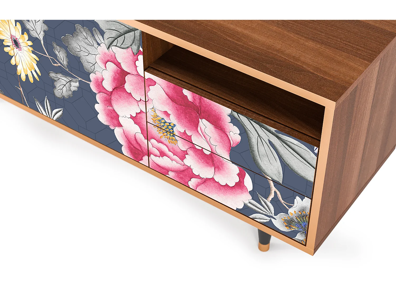 Meuble TV - 125х56х41 cm - T7 - Dark Flower Bed, Noyer