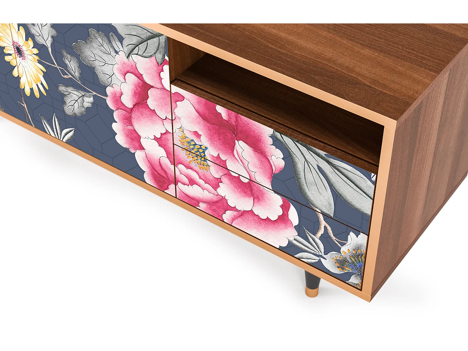 Mobile TV - 125х56х41 cm - T7 - Dark Flower Bed, Noce