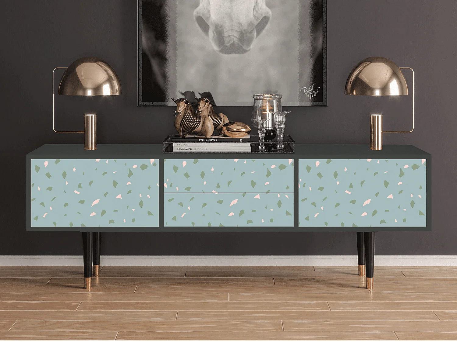 TV-Möbel - 170х59х48 cm - T4 - Blue Drops, Anthrazit